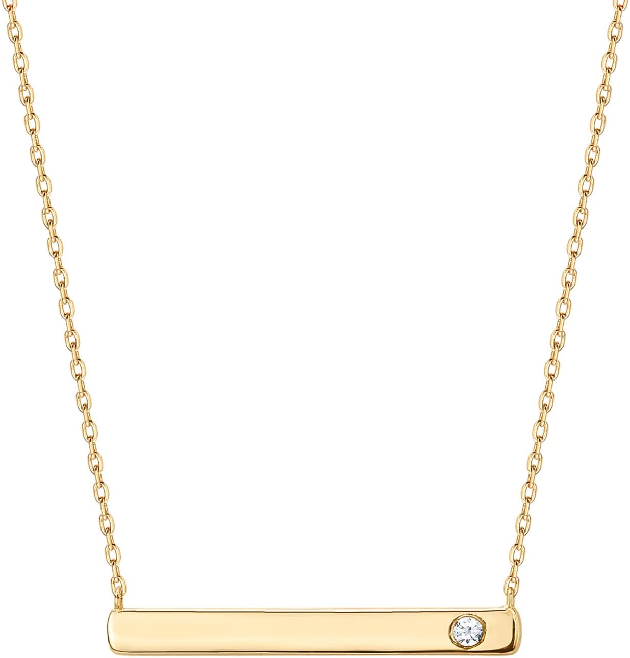 14K Gold Plated Crystal Birthstone Bar Necklace | Dainty Necklace | Gold Necklaces for Women